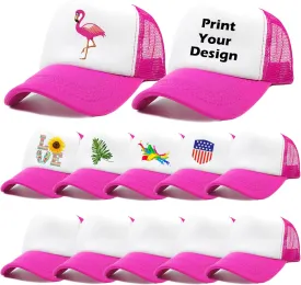 12 Pack Sublimation Blanks Mesh Trucker Hats Bulk, DIY Printing Baseball Hat Wholesale, Sports Outdoor Snapback Dad Hat