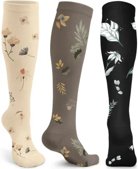ACTINPUT 3 Pack Medical Compression Sock for Women and Men,Knee High Socks Best Support for Running Athletic Travel Nurses