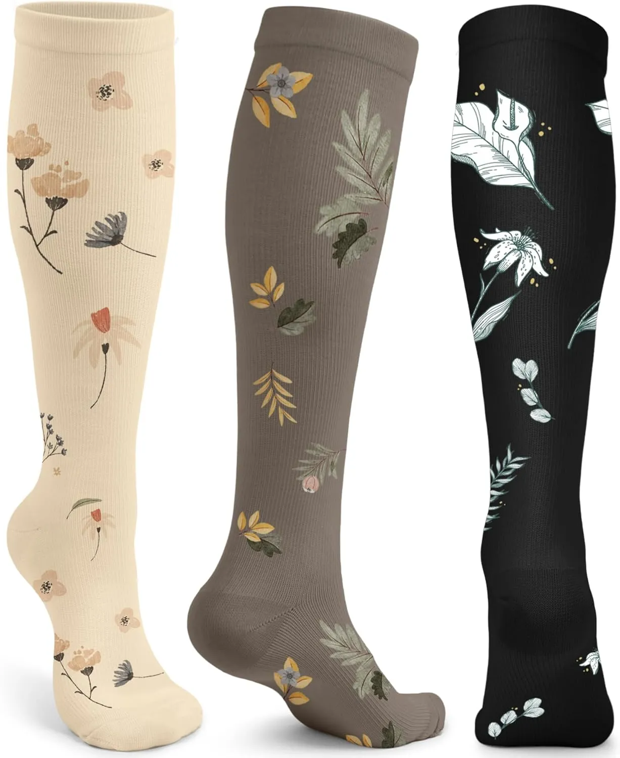 ACTINPUT 3 Pack Medical Compression Sock for Women and Men,Knee High Socks Best Support for Running Athletic Travel Nurses