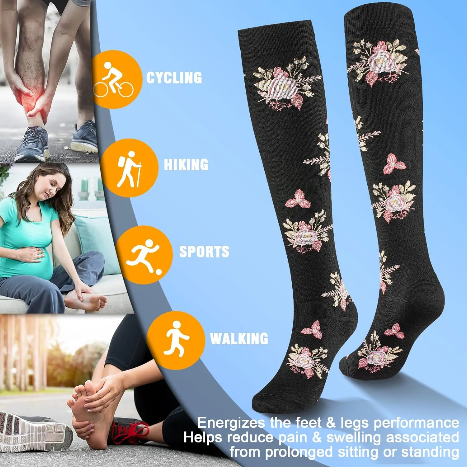 bropite Compression Socks for Women & Men Circulation-Support Knee High Socks 20-30 mmhg-Best for Running,Medical,Nurse,Travel