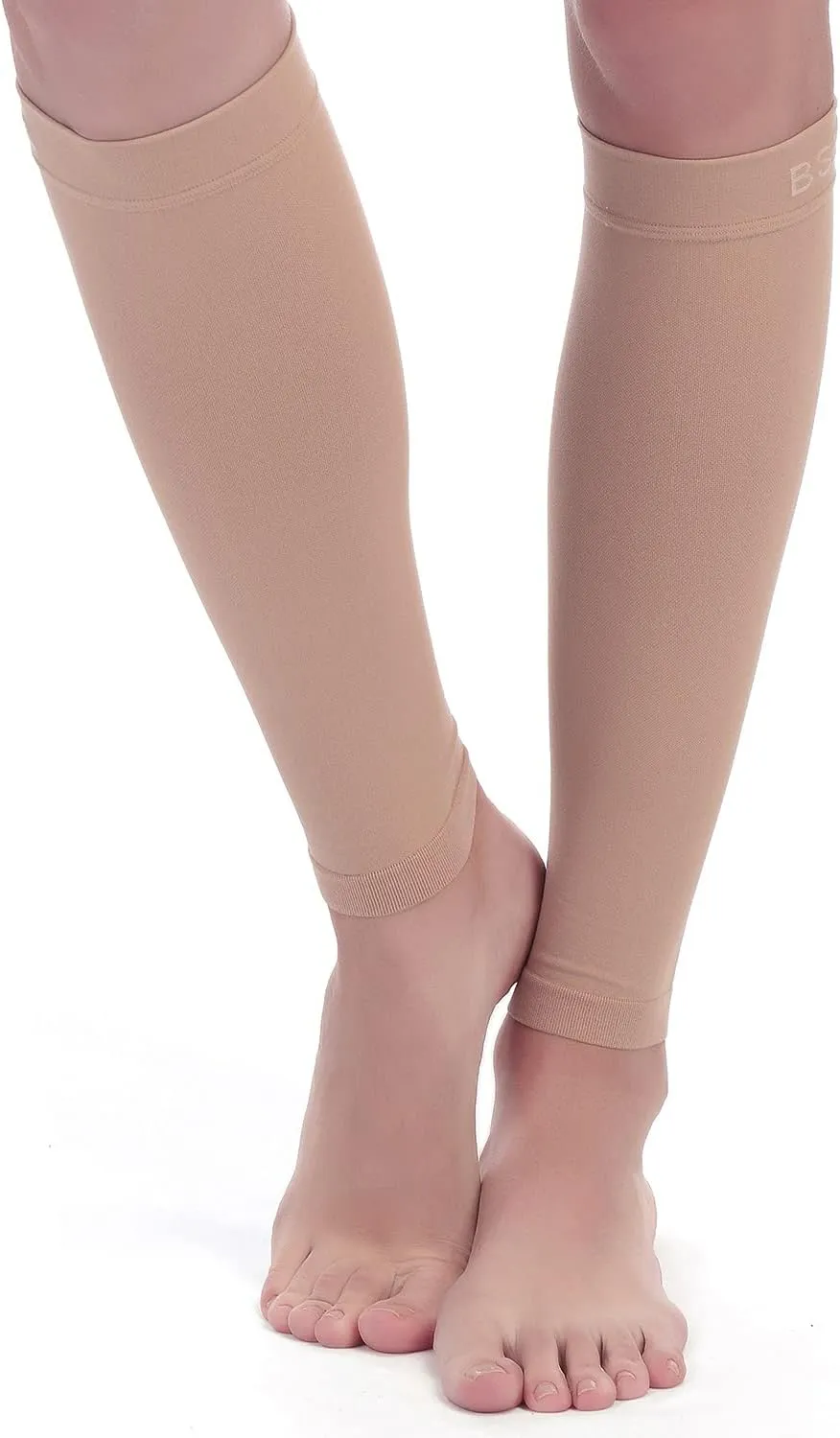 BSERA Calf Compression Sleeve Women, 2 Pairs 20-30mmHg Footless Compression Socks for Swelling Shin Splints Varicose Veins
