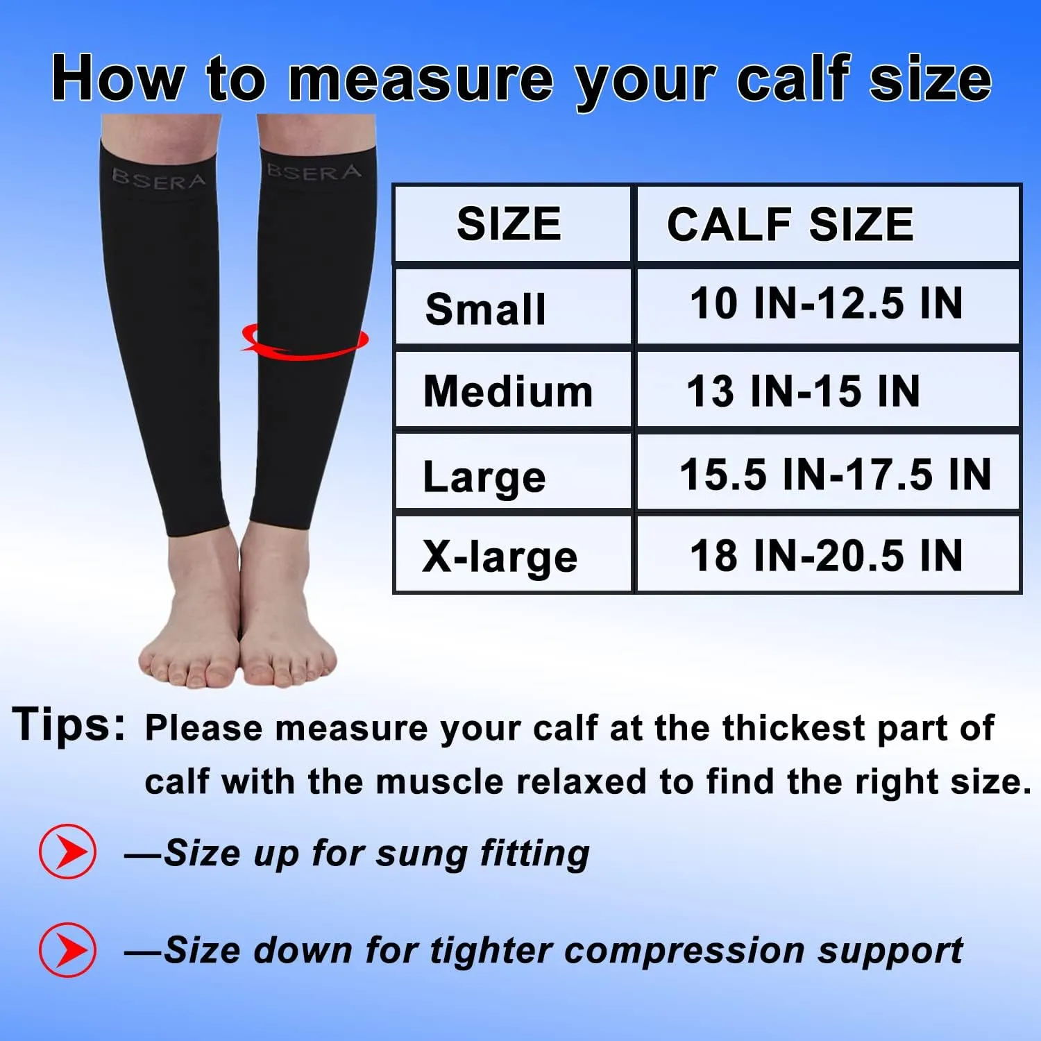 BSERA Calf Compression Sleeve Women, 2 Pairs 20-30mmHg Footless Compression Socks for Swelling Shin Splints Varicose Veins
