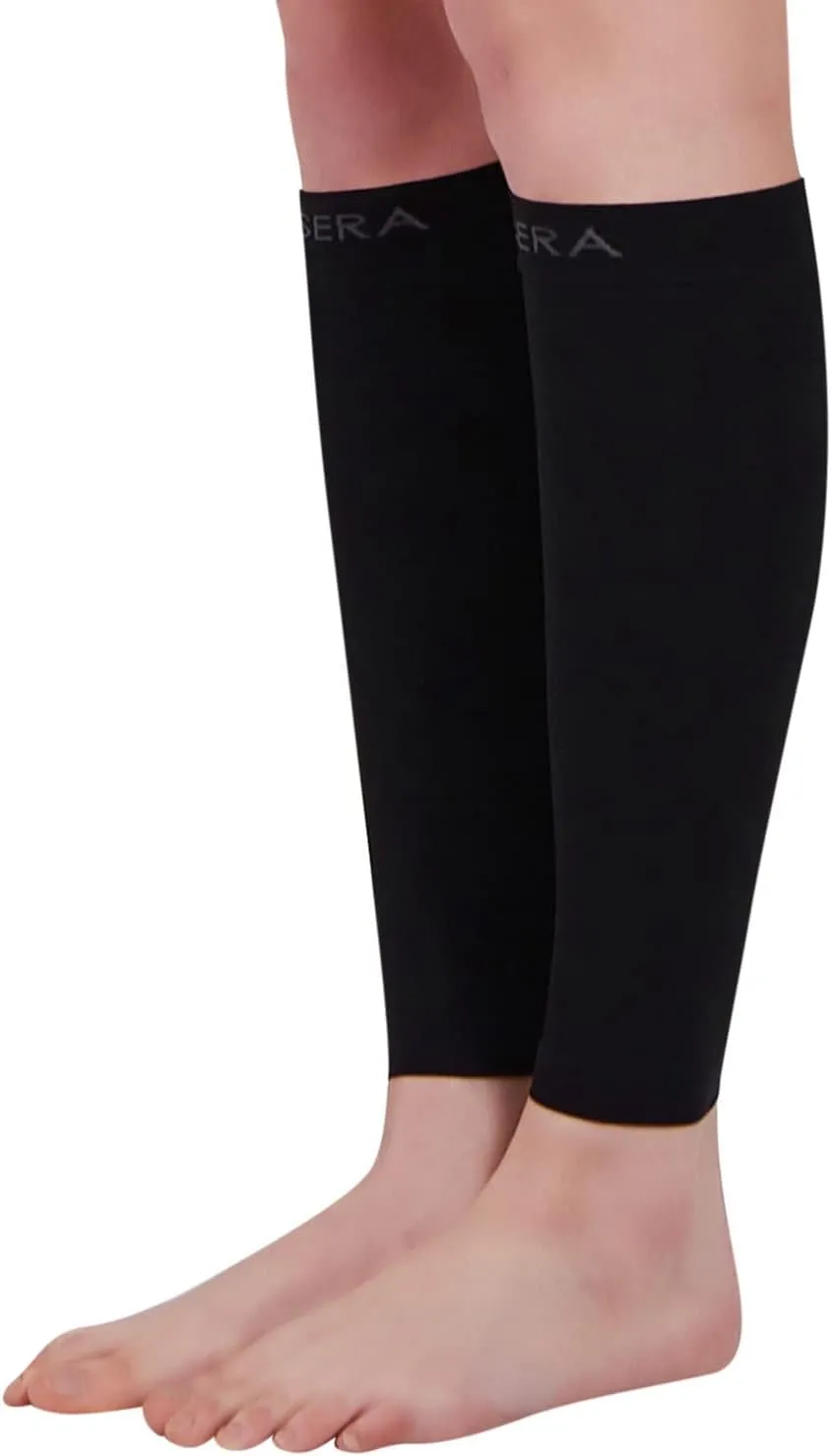 BSERA Calf Compression Sleeve Women, 2 Pairs 20-30mmHg Footless Compression Socks for Swelling Shin Splints Varicose Veins