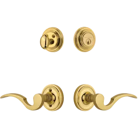 Classic Rosette Entry Set with Manor Lever in Unlacquered Brass