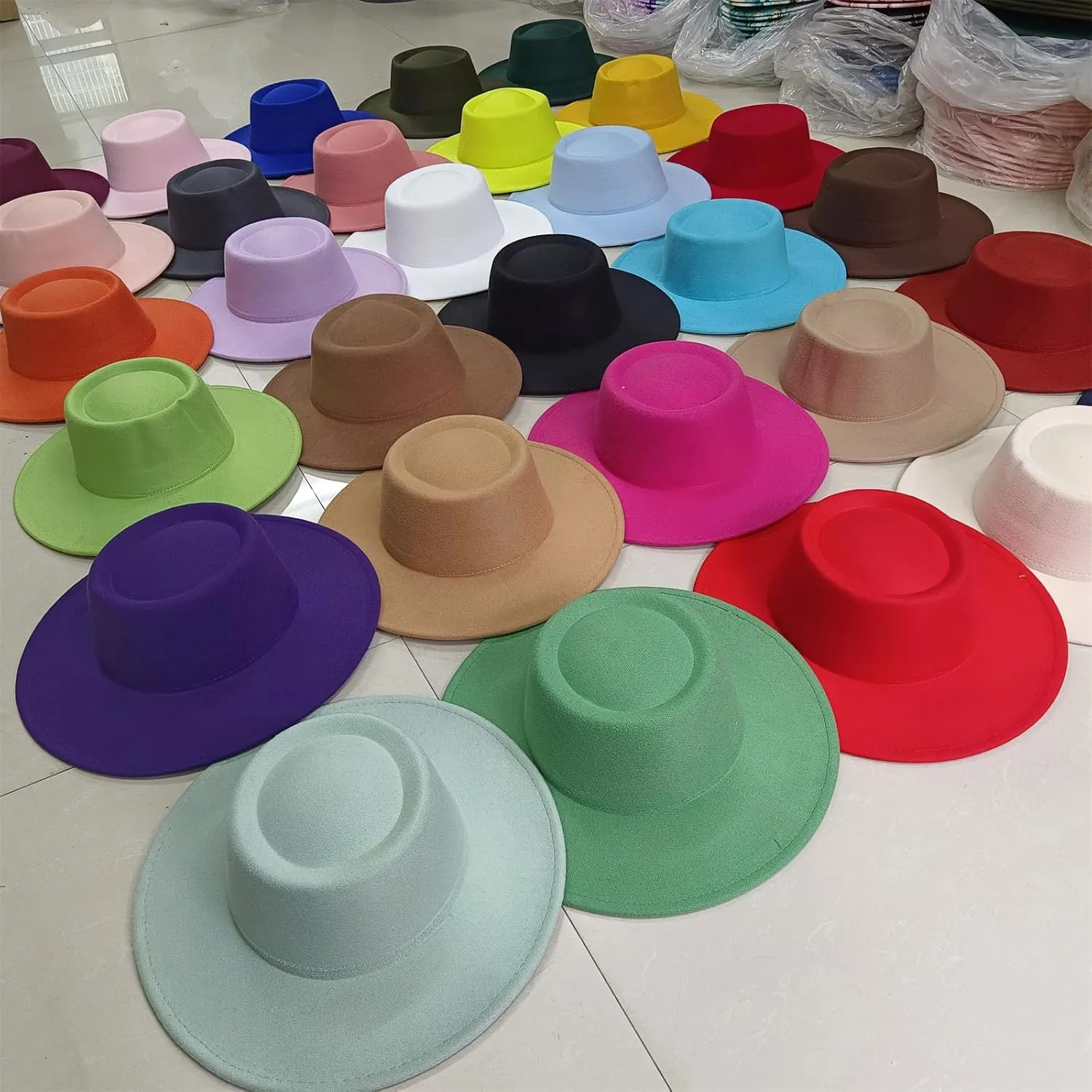 Classic Wholesale Fedora Hat Top Women's Men's White Flat Top Fedora Hat