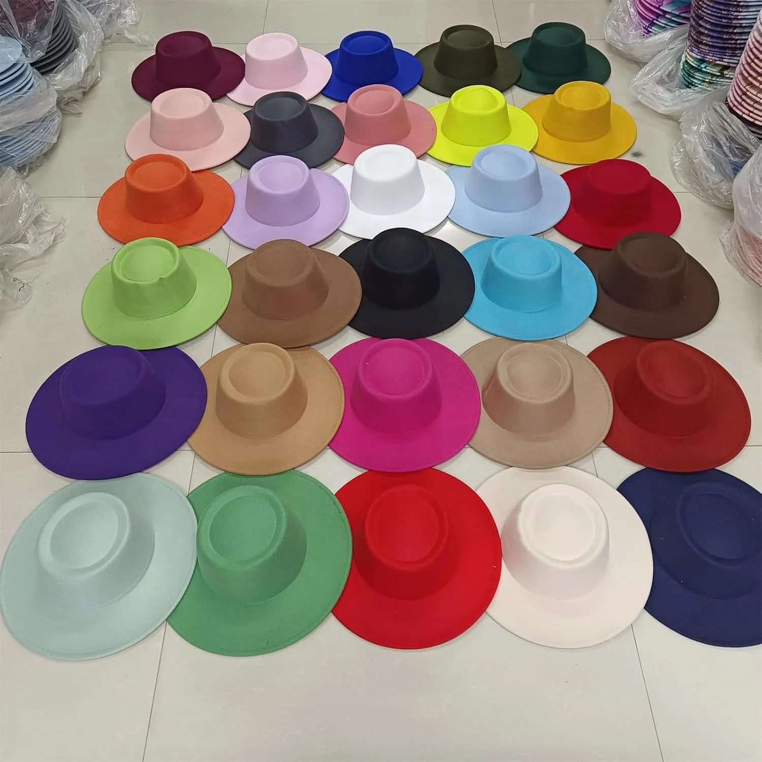 Classic Wholesale Fedora Hat Top Women's Men's White Flat Top Fedora Hat