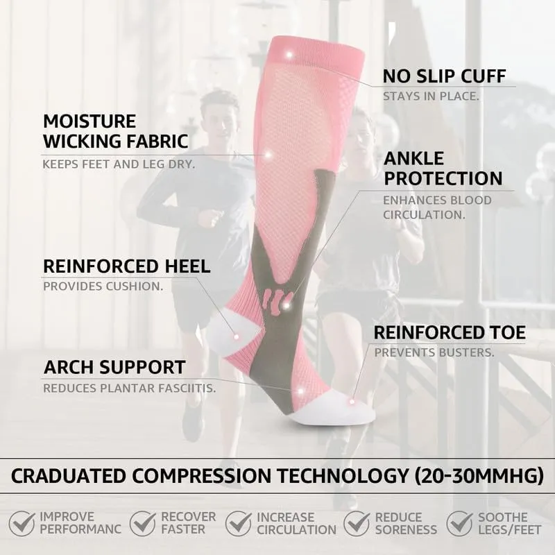 Compression Socks 4 Paris for Women & Men 20-30mmhg Knee High Circulation Support (S/M, L/XL, XL/XXL)
