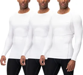 DEVOPS 3 Pack Men's UPF 50  Long Sleeve Compression Shirts Quick Dry, Cool Gear for Garage Garden Gym Yard and Workouts