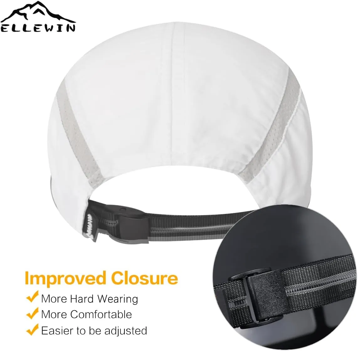 ELLEWIN Unisex Baseball Cap UPF 50 Unstructured Hat with Foldable Long Large Bill