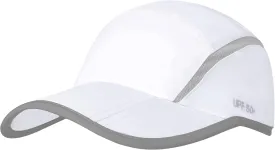 ELLEWIN Unisex Baseball Cap UPF 50 Unstructured Hat with Foldable Long Large Bill