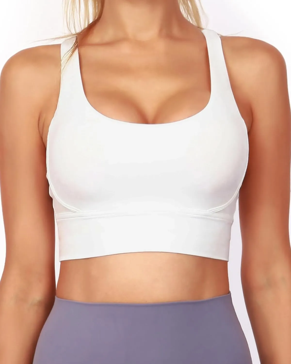 Grace Form Strappy Sports Bra for Women Padded Push Up Sport Bra Athletic Running Workout Bra Yoga Bra