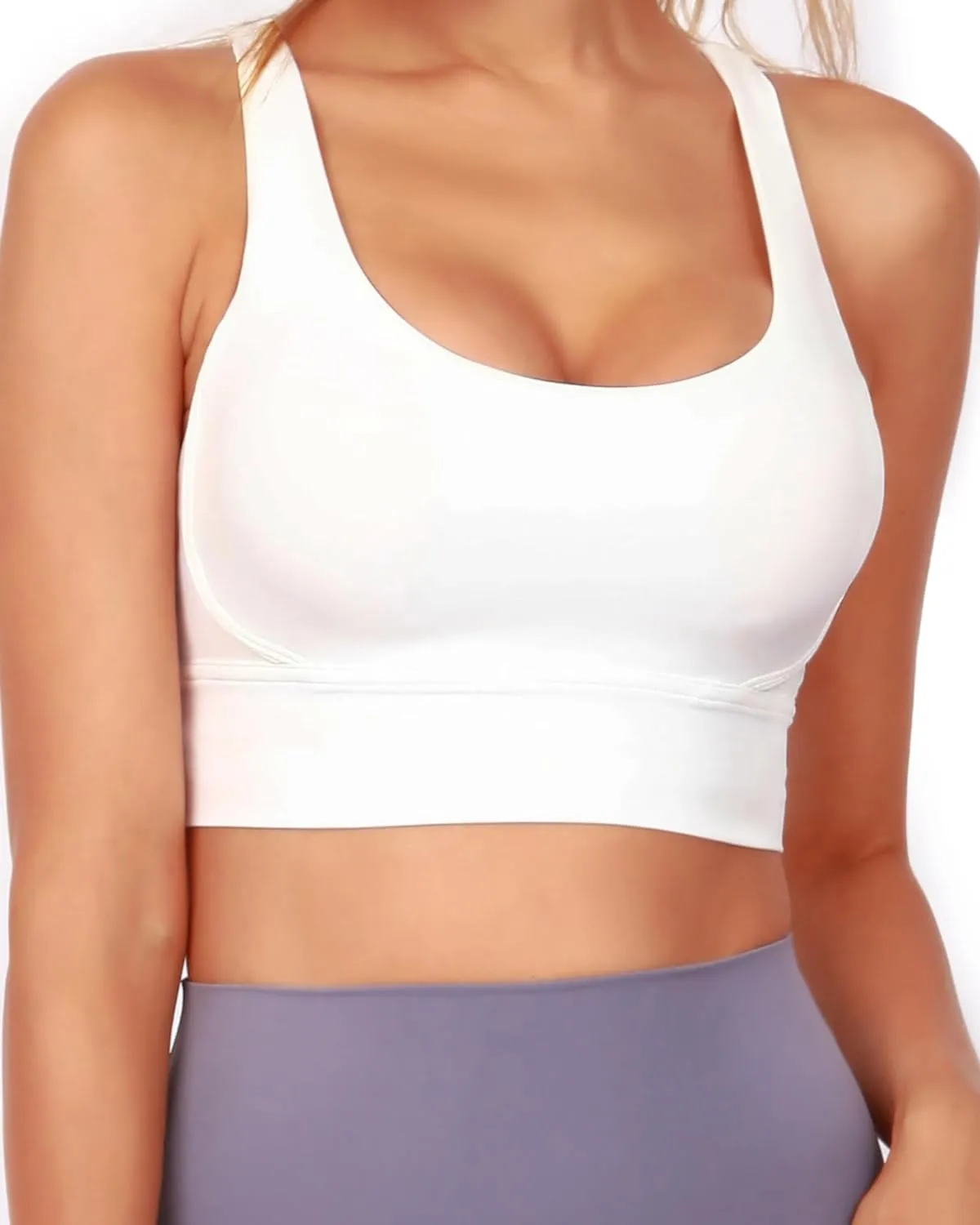 Grace Form Strappy Sports Bra for Women Padded Push Up Sport Bra Athletic Running Workout Bra Yoga Bra