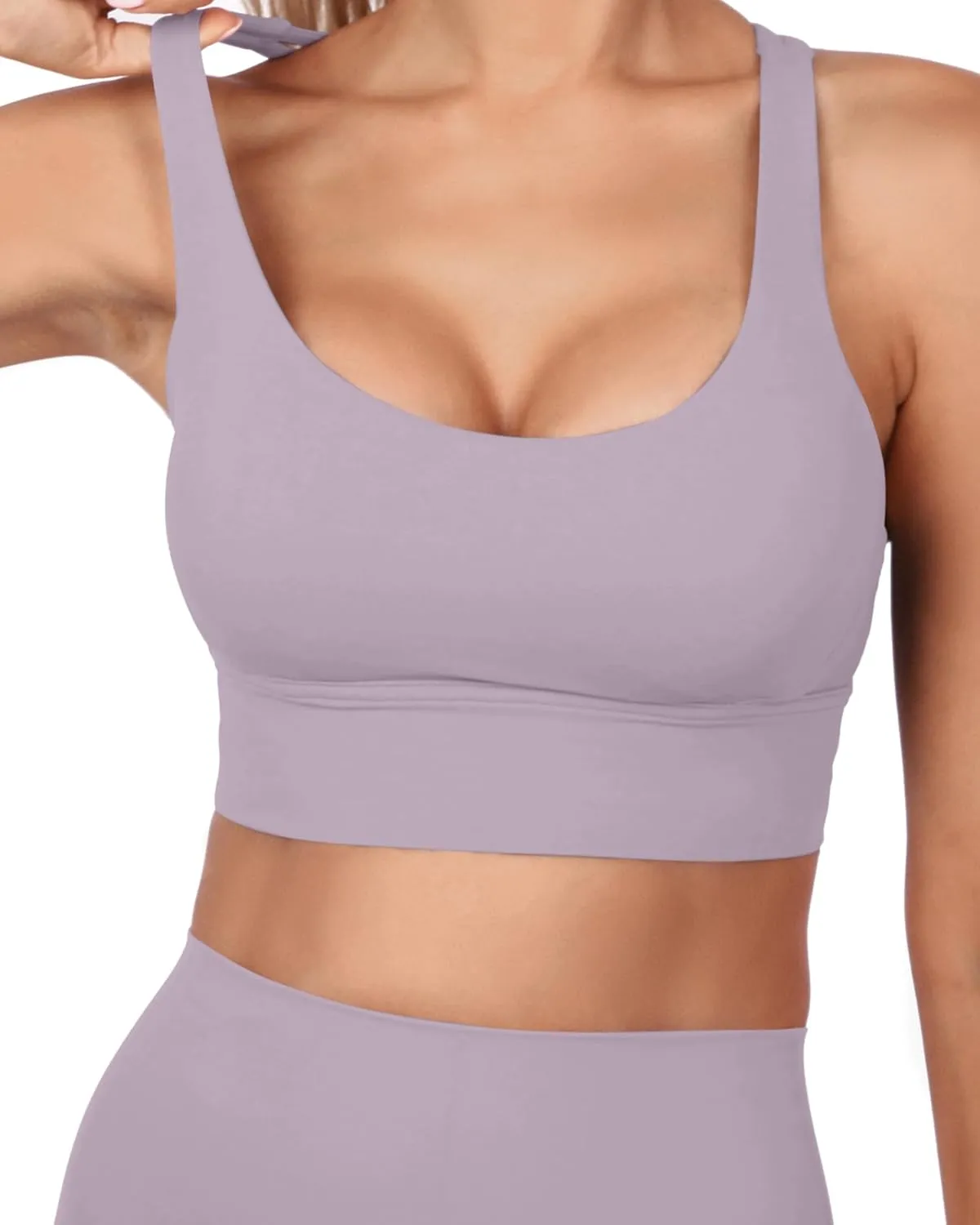 Grace Form Strappy Sports Bra for Women Padded Push Up Sport Bra Athletic Running Workout Bra Yoga Bra