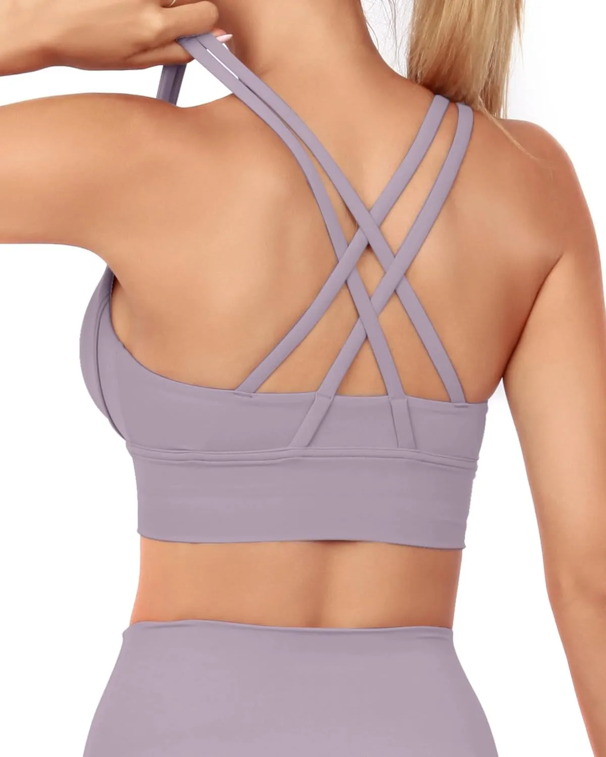 Grace Form Strappy Sports Bra for Women Padded Push Up Sport Bra Athletic Running Workout Bra Yoga Bra