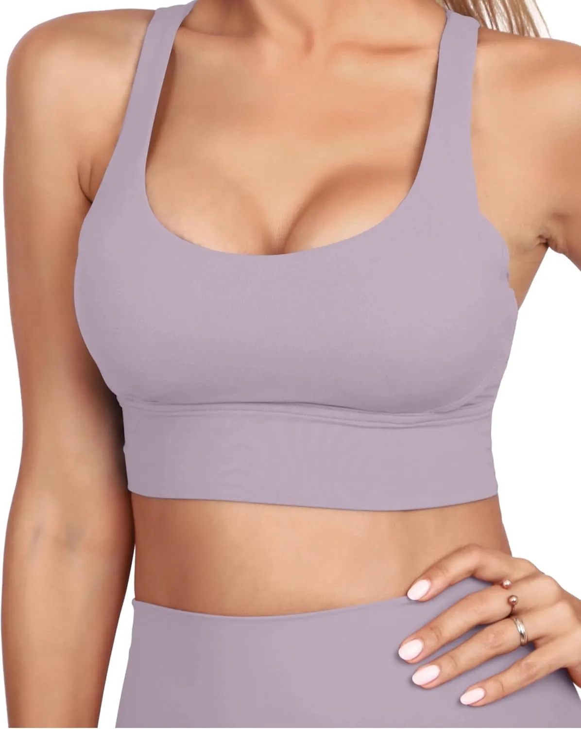 Grace Form Strappy Sports Bra for Women Padded Push Up Sport Bra Athletic Running Workout Bra Yoga Bra
