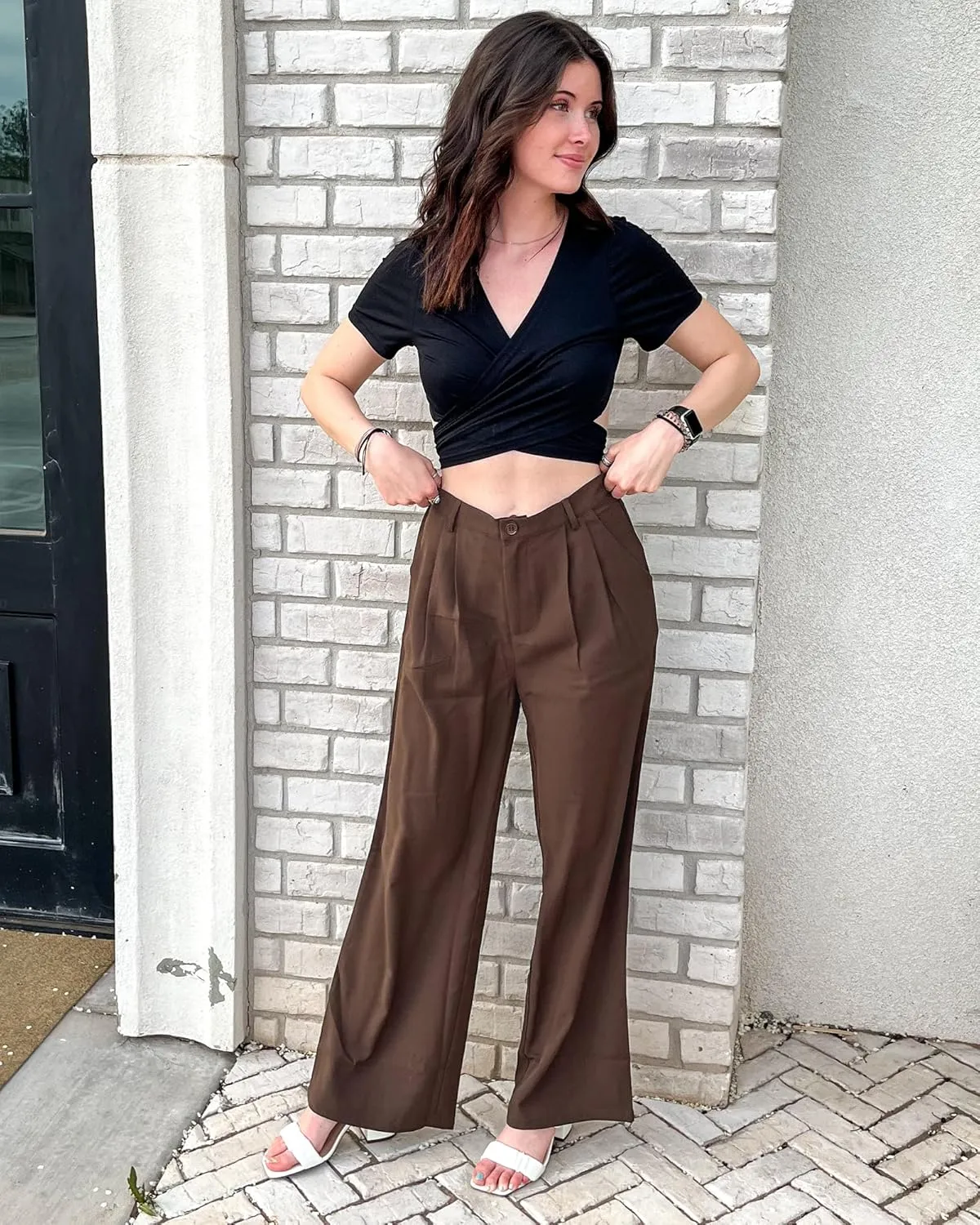 GRAPENT Wide Leg Pants for Women Work Business Casual High Waisted Dressy Pants Flowy Trousers Office