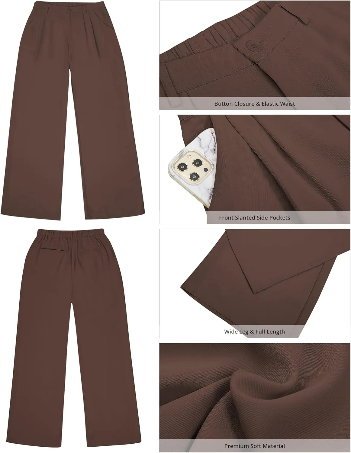 GRAPENT Wide Leg Pants for Women Work Business Casual High Waisted Dressy Pants Flowy Trousers Office