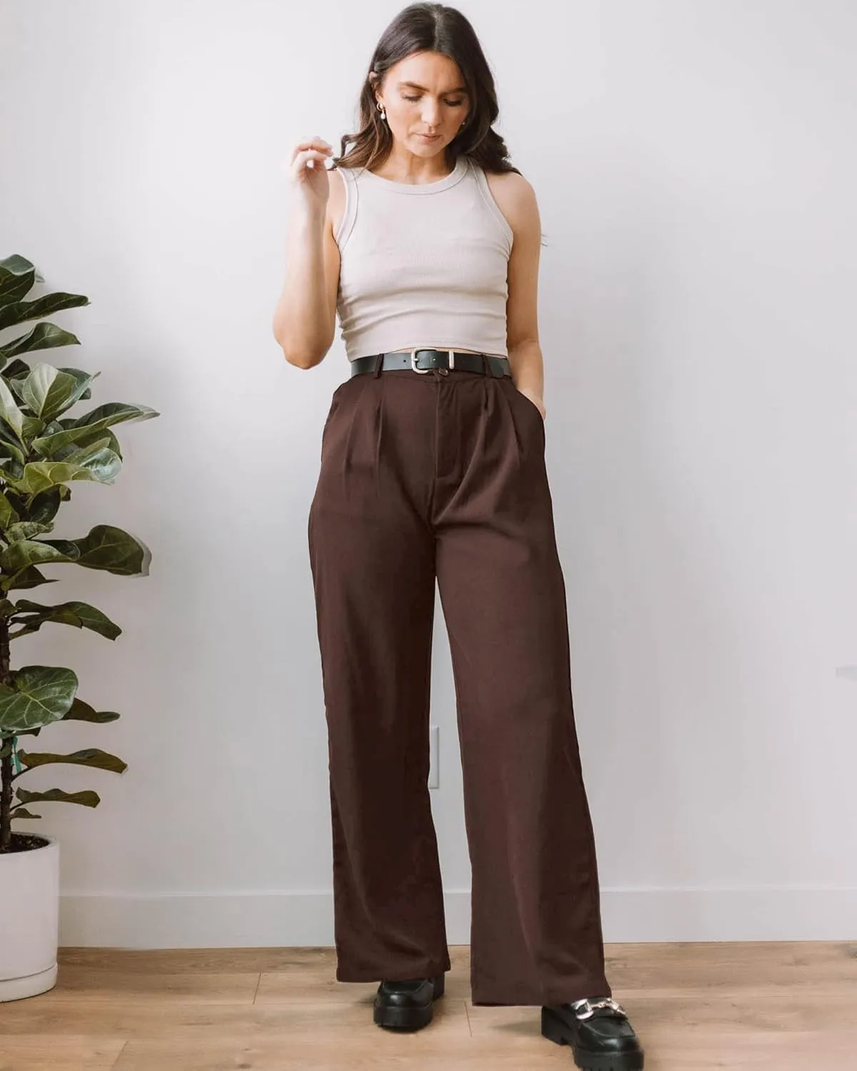 GRAPENT Wide Leg Pants for Women Work Business Casual High Waisted Dressy Pants Flowy Trousers Office