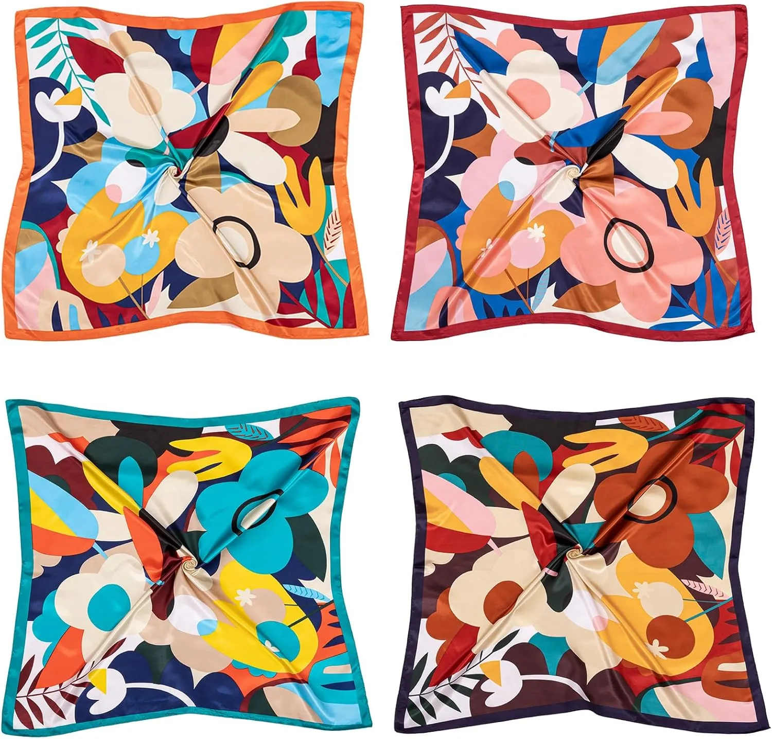 HBselect 4PCS Head Scarf for Women 35 Head Scarves Silk Like Satin Neck Scarfs Square Bandana Hair Wraps Scarf for Sleeping