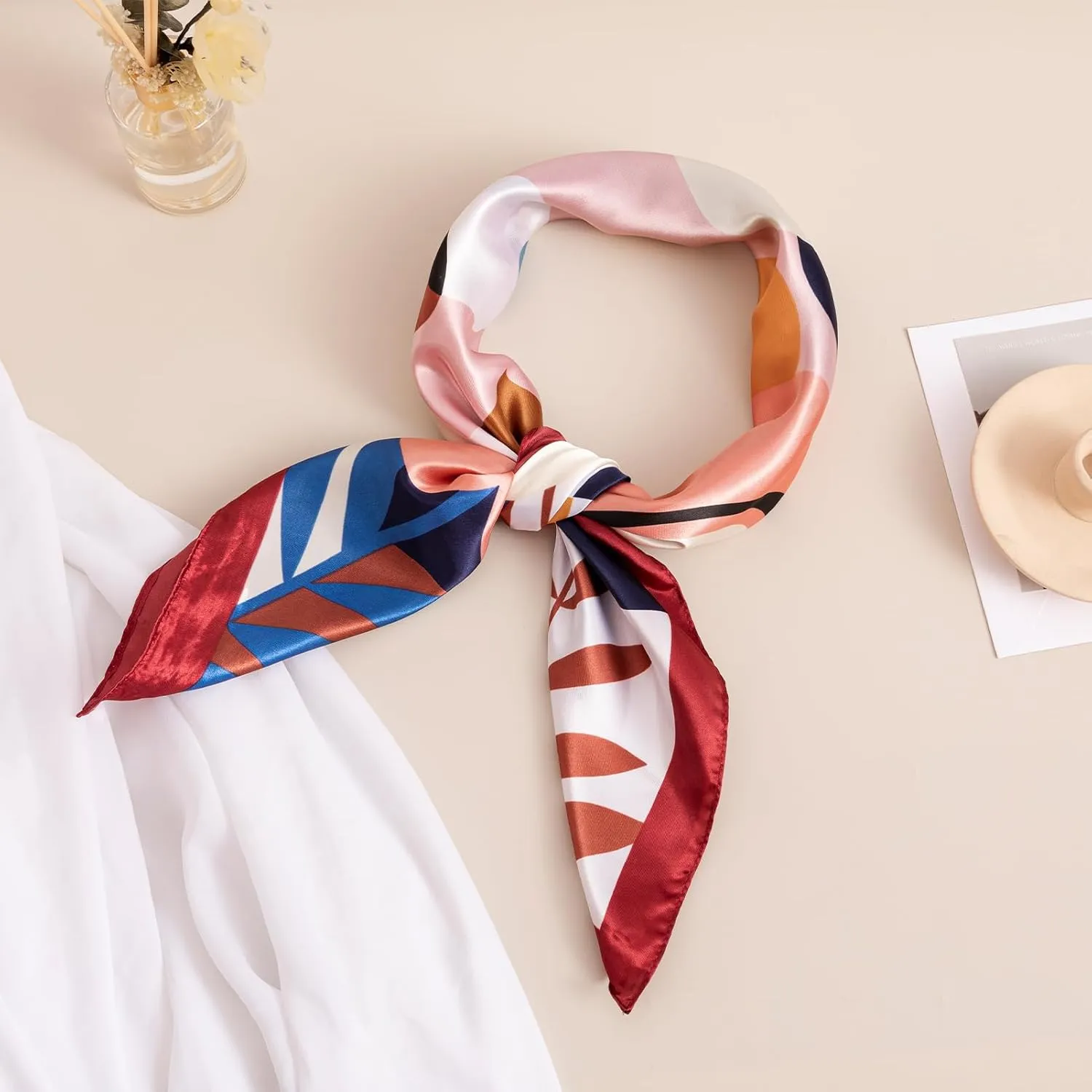 HBselect 4PCS Head Scarf for Women 35 Head Scarves Silk Like Satin Neck Scarfs Square Bandana Hair Wraps Scarf for Sleeping