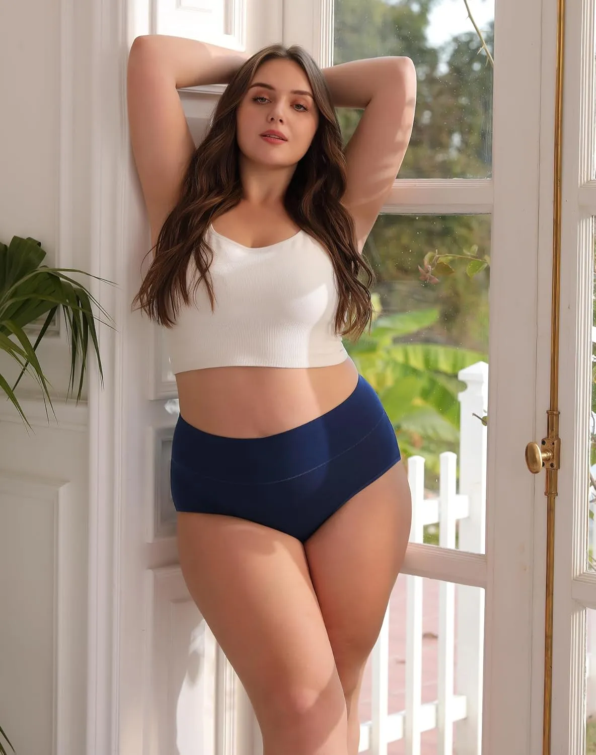 INNERSY Women's Plus Size XL-5XL Cotton Underwear High Waisted Briefs Panties 4-Pack