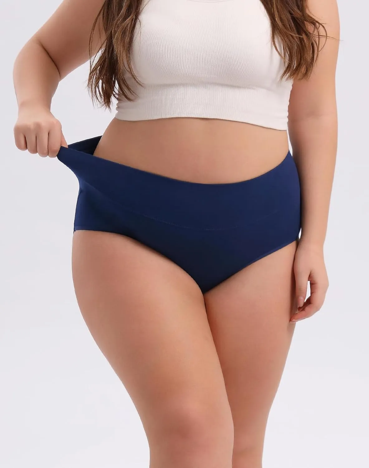 INNERSY Women's Plus Size XL-5XL Cotton Underwear High Waisted Briefs Panties 4-Pack