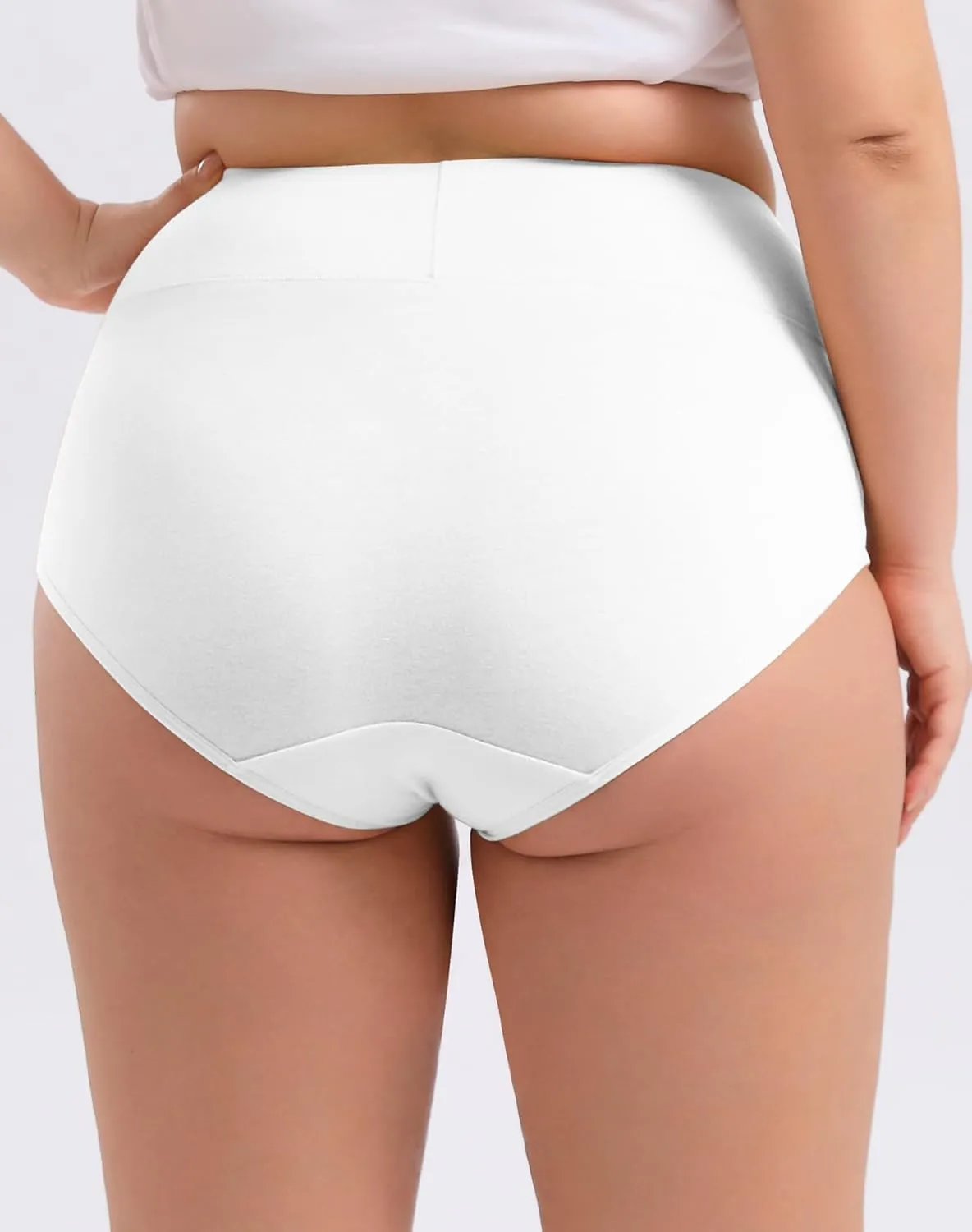 INNERSY Women's Plus Size XL-5XL Cotton Underwear High Waisted Briefs Panties 4-Pack
