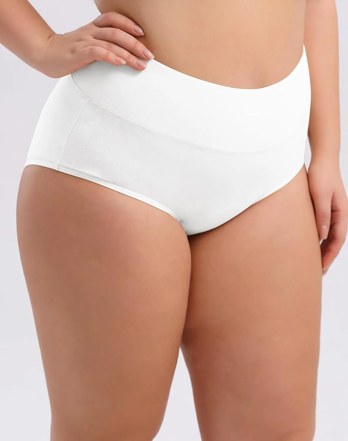 INNERSY Women's Plus Size XL-5XL Cotton Underwear High Waisted Briefs Panties 4-Pack