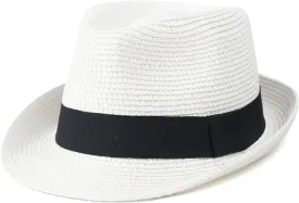 Kids Girls Boys Straw Fedora Hat Summer Short Brim Panama Cap Beach Sun Hats (Fit 4-8T)
