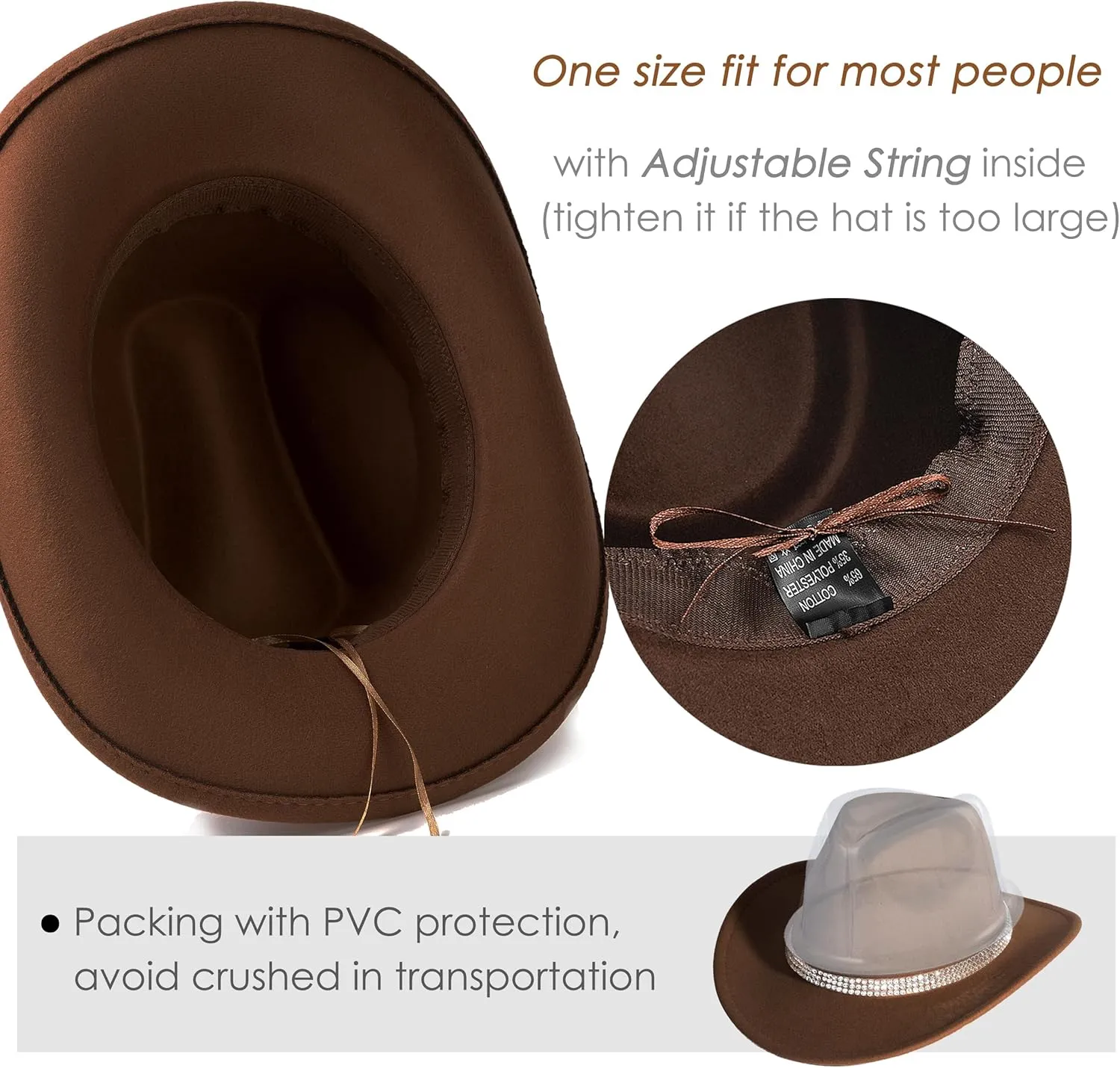 Lisianthus Shiny Rhinestone Cowgirl Hat Glitter Western Party Fedora Cowboy Hat