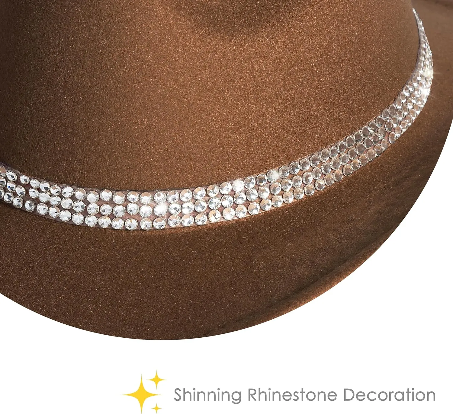 Lisianthus Shiny Rhinestone Cowgirl Hat Glitter Western Party Fedora Cowboy Hat