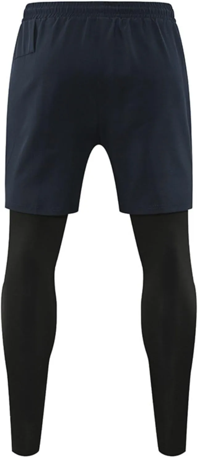 Men's Compression Leggings with Shorts Pants Two-Piece for Running and Sports Yoga