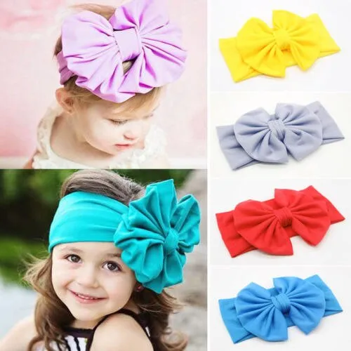 Newborn Infant Baby Girl Bow-not Headband Toddler Cotton Solid 6 Styles Cute Hair Band Accessories Headwear Head Wrap Pudcoco (Light Purple)