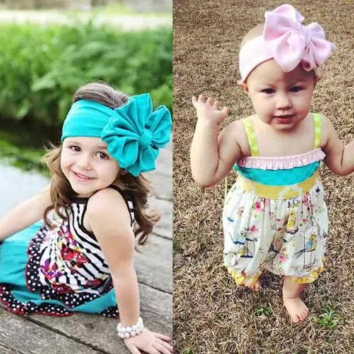 Newborn Infant Baby Girl Bow-not Headband Toddler Cotton Solid 6 Styles Cute Hair Band Accessories Headwear Head Wrap Pudcoco (Light Purple)