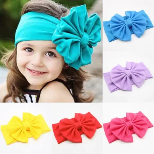 Newborn Infant Baby Girl Bow-not Headband Toddler Cotton Solid 6 Styles Cute Hair Band Accessories Headwear Head Wrap Pudcoco (Light Purple)