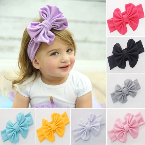 Newborn Infant Baby Girl Bow-not Headband Toddler Cotton Solid 6 Styles Cute Hair Band Accessories Headwear Head Wrap Pudcoco (Light Purple)