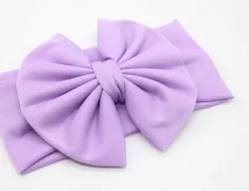 Newborn Infant Baby Girl Bow-not Headband Toddler Cotton Solid 6 Styles Cute Hair Band Accessories Headwear Head Wrap Pudcoco (Light Purple)