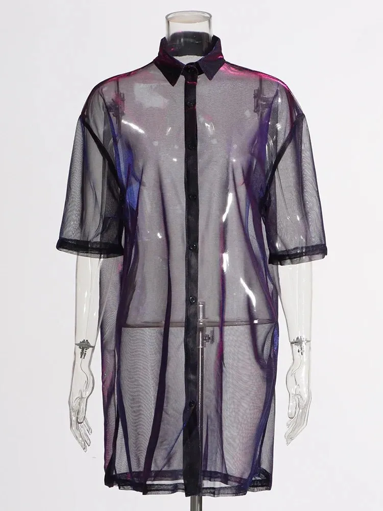 Pre Order:  Sheer Gradient Loose Fit Shirt