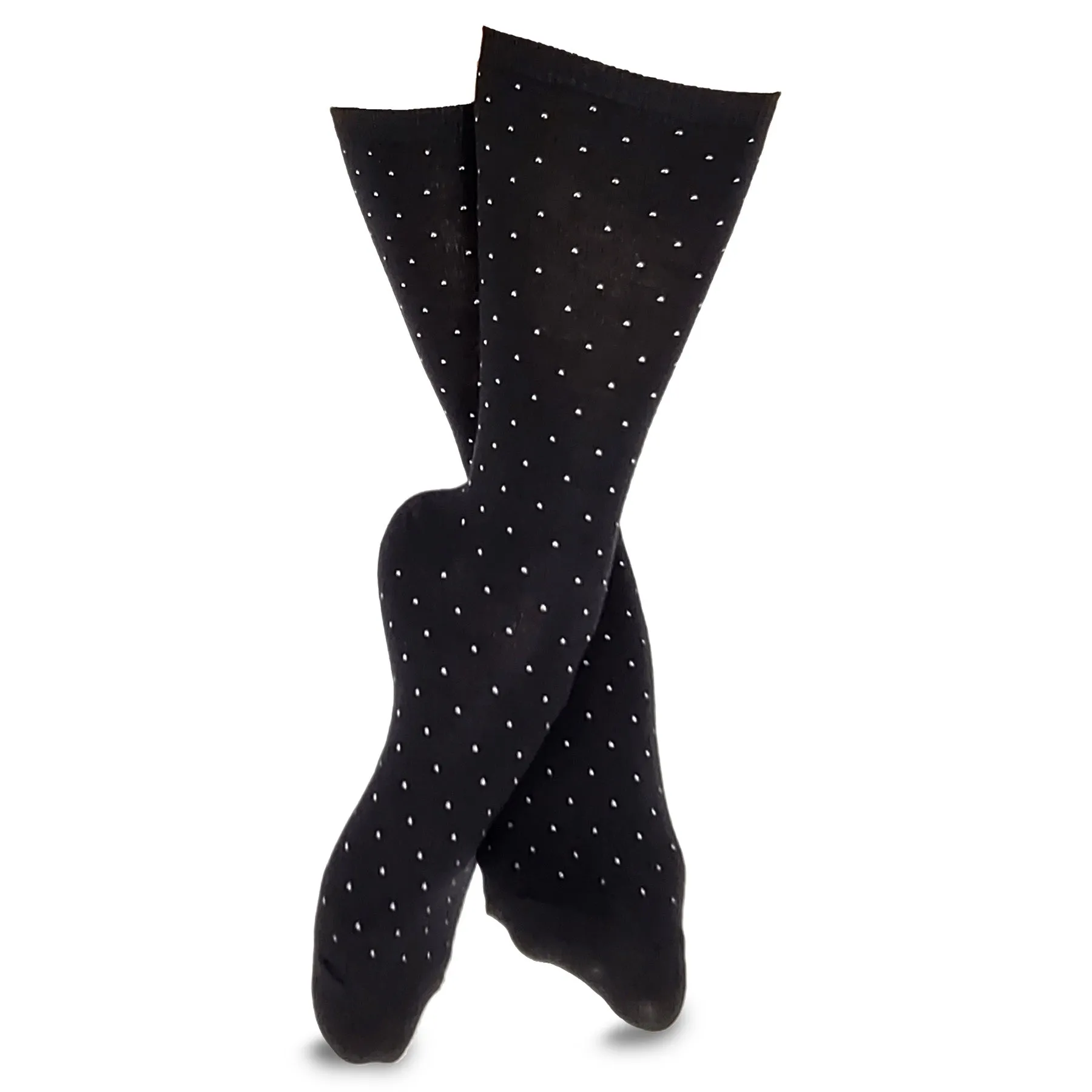Socksmile - soft cotton women's trouser socks dress socks striped polka dots solid black white 6pairs