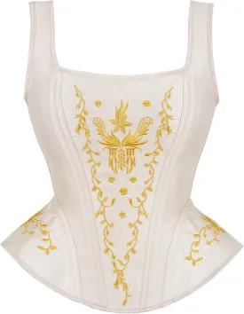 SZIVYSHI Women's Overbust Steel Boned Embroidery Lace Up Back Strap Corset Bustier Top