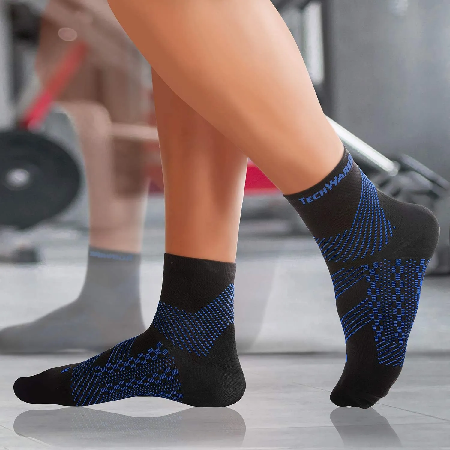 TechWare Pro Plantar Fasciitis Socks - Ankle Compression Socks for Women & Men. Achilles Tendonitis Brace & Foot Arch Support