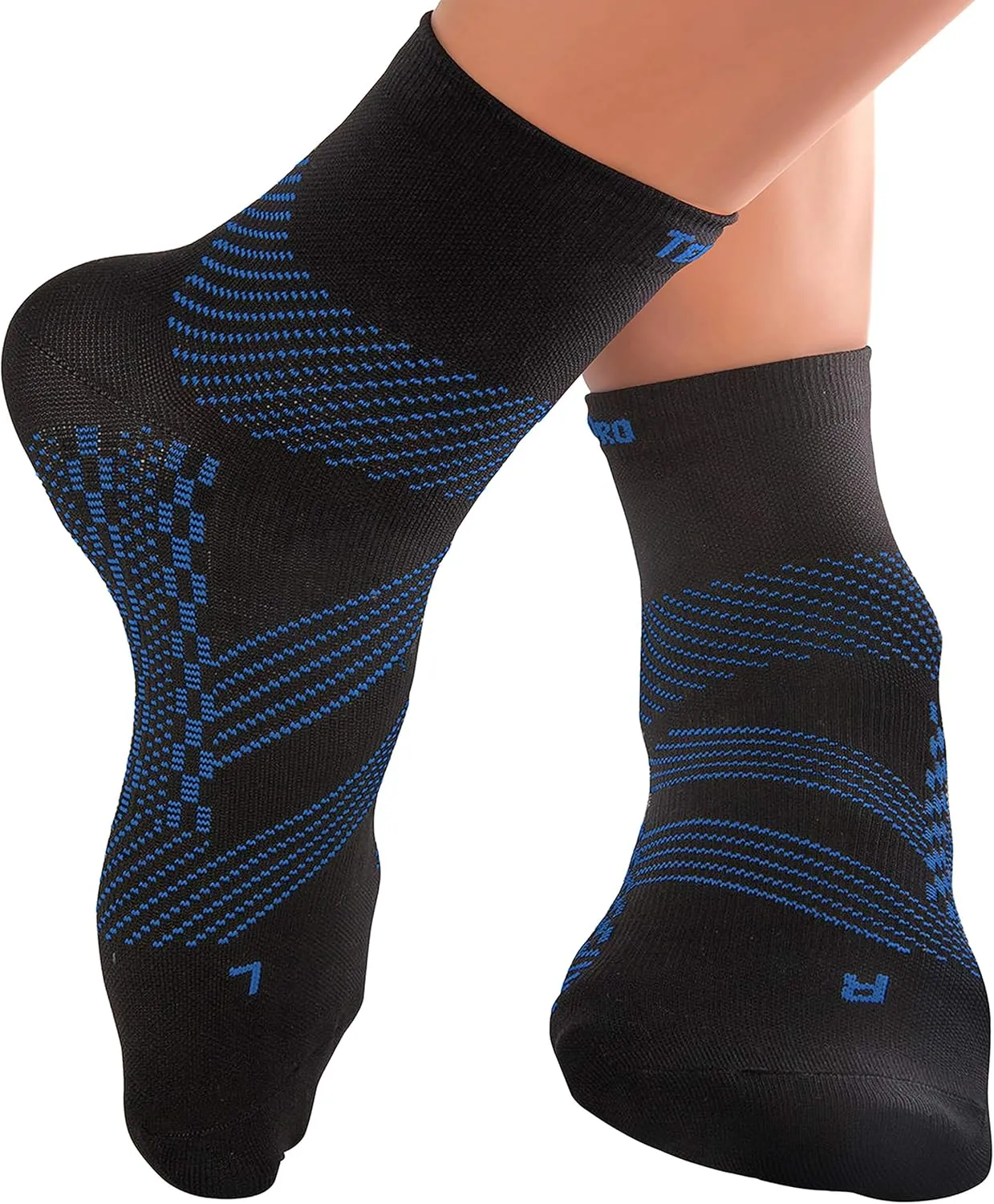 TechWare Pro Plantar Fasciitis Socks - Ankle Compression Socks for Women & Men. Achilles Tendonitis Brace & Foot Arch Support