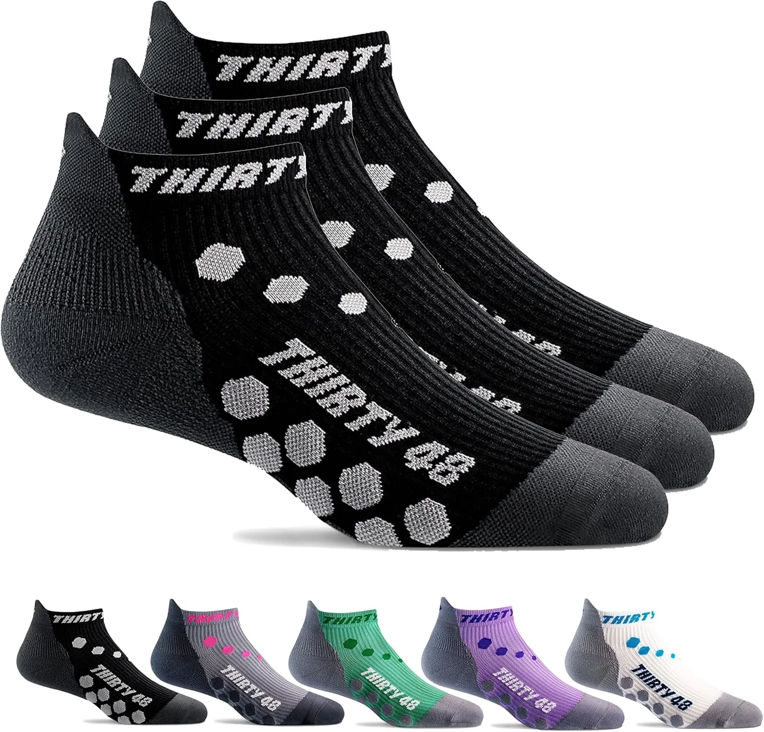Thirty48 Compression Low Cut Running Socks for Men and Women | 15-20mmHg Compression