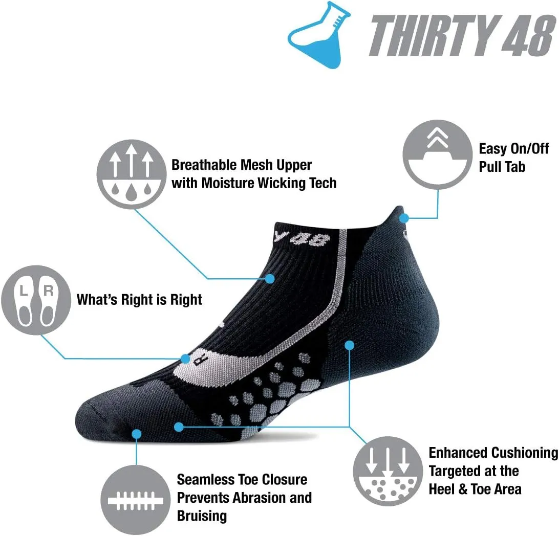 Thirty48 Compression Low Cut Running Socks for Men and Women | 15-20mmHg Compression