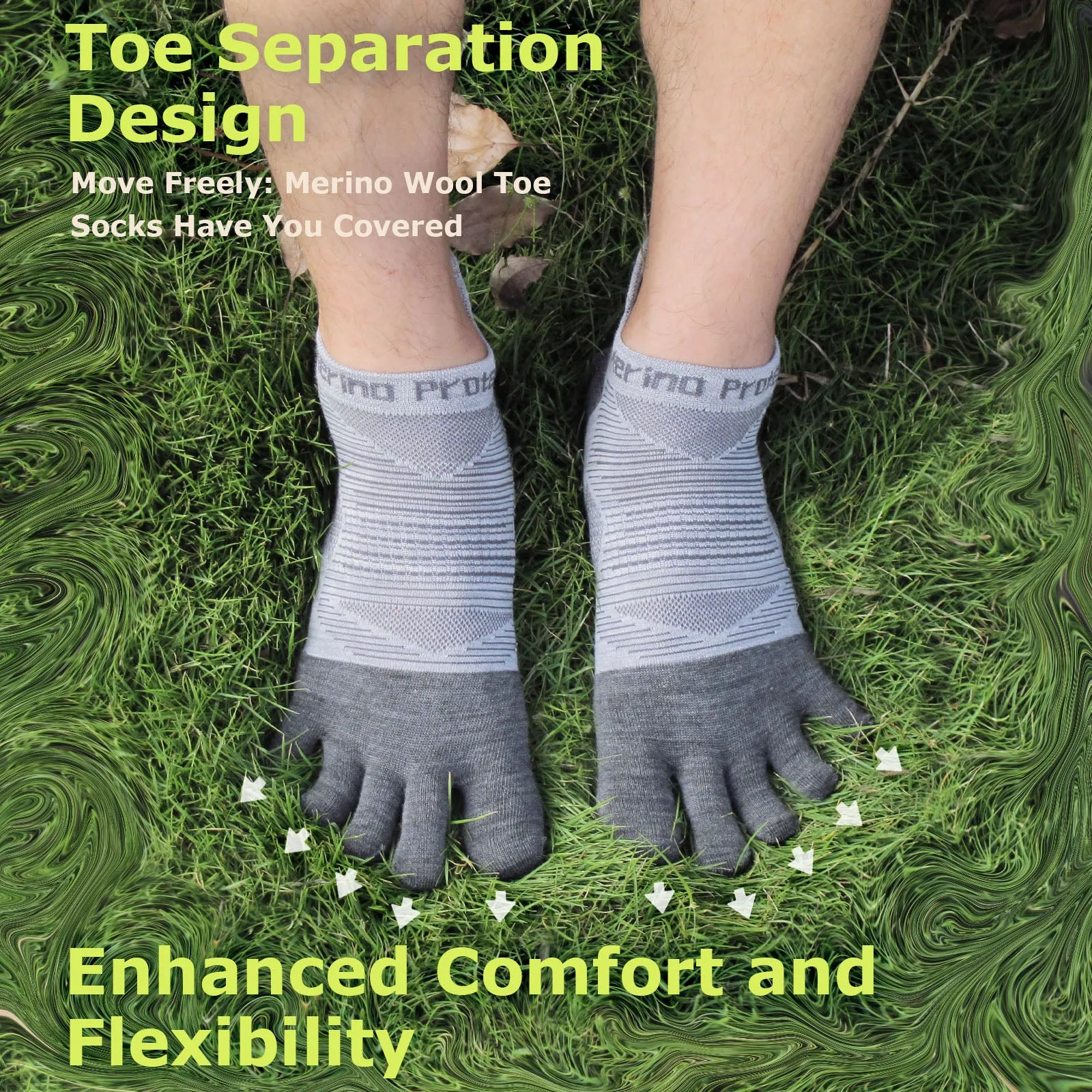 Unisex Merino Hike Light Low Cut Toe Socks Charcoal - 3 Pairs