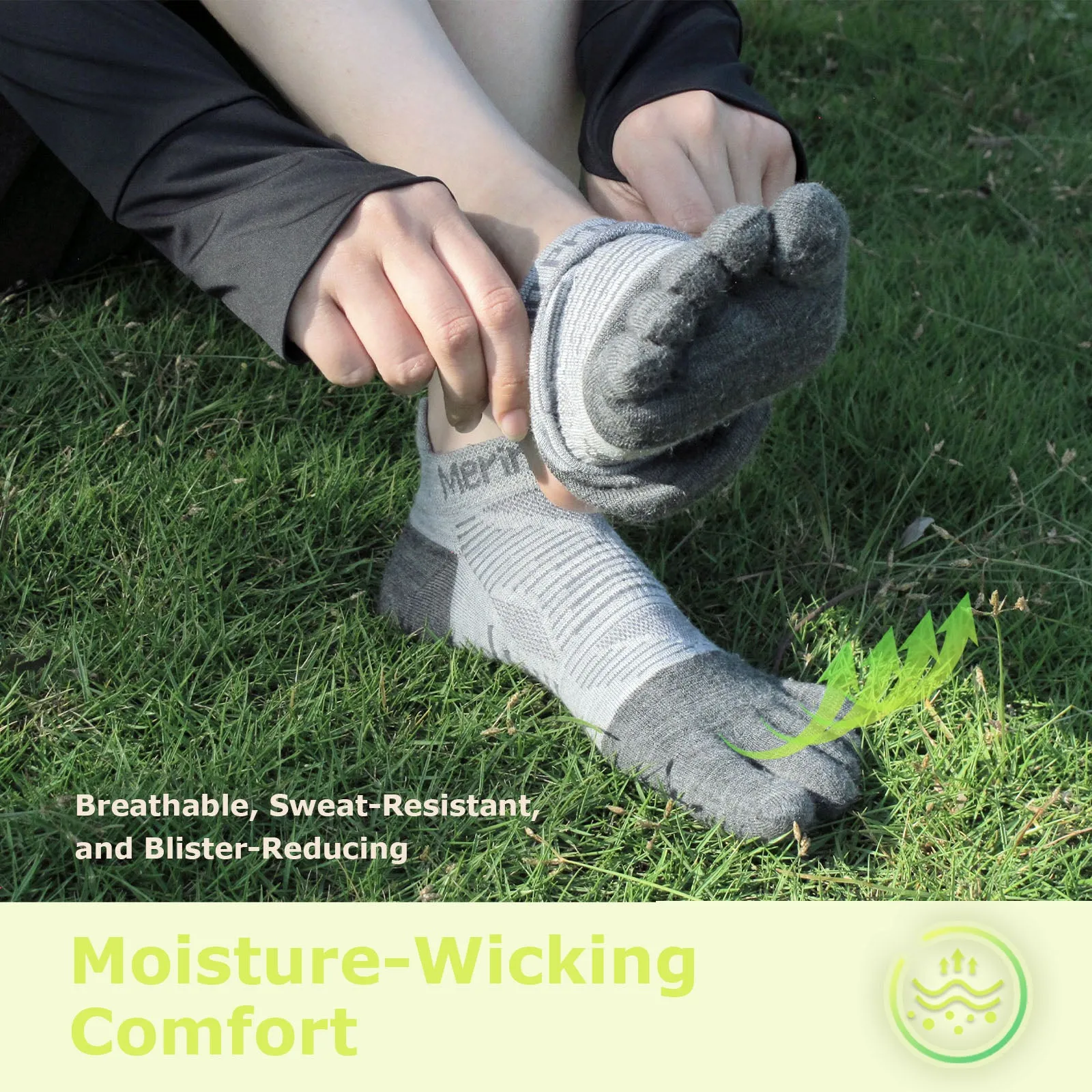 Unisex Merino Hike Light Low Cut Toe Socks Charcoal - 3 Pairs
