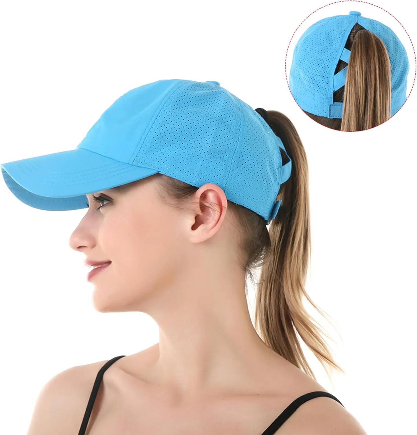 UTTPLL Womens Ponytail Baseball Cap Adjustable Ponycap Trucker Hats Summer Mesh Outdoor Sports Criss Cross Caps Dad Hat
