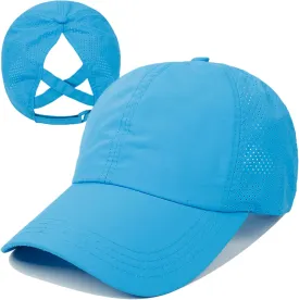 UTTPLL Womens Ponytail Baseball Cap Adjustable Ponycap Trucker Hats Summer Mesh Outdoor Sports Criss Cross Caps Dad Hat