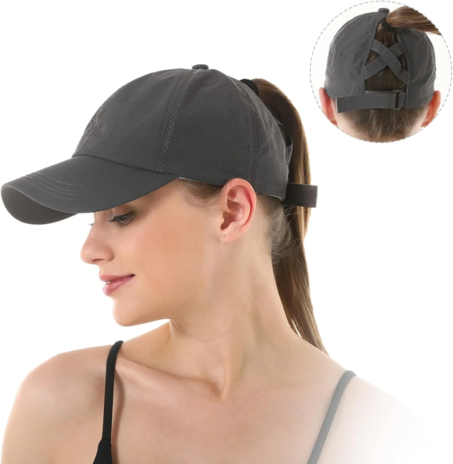 UTTPLL Womens Ponytail Baseball Cap Adjustable Ponycap Trucker Hats Summer Mesh Outdoor Sports Criss Cross Caps Dad Hat