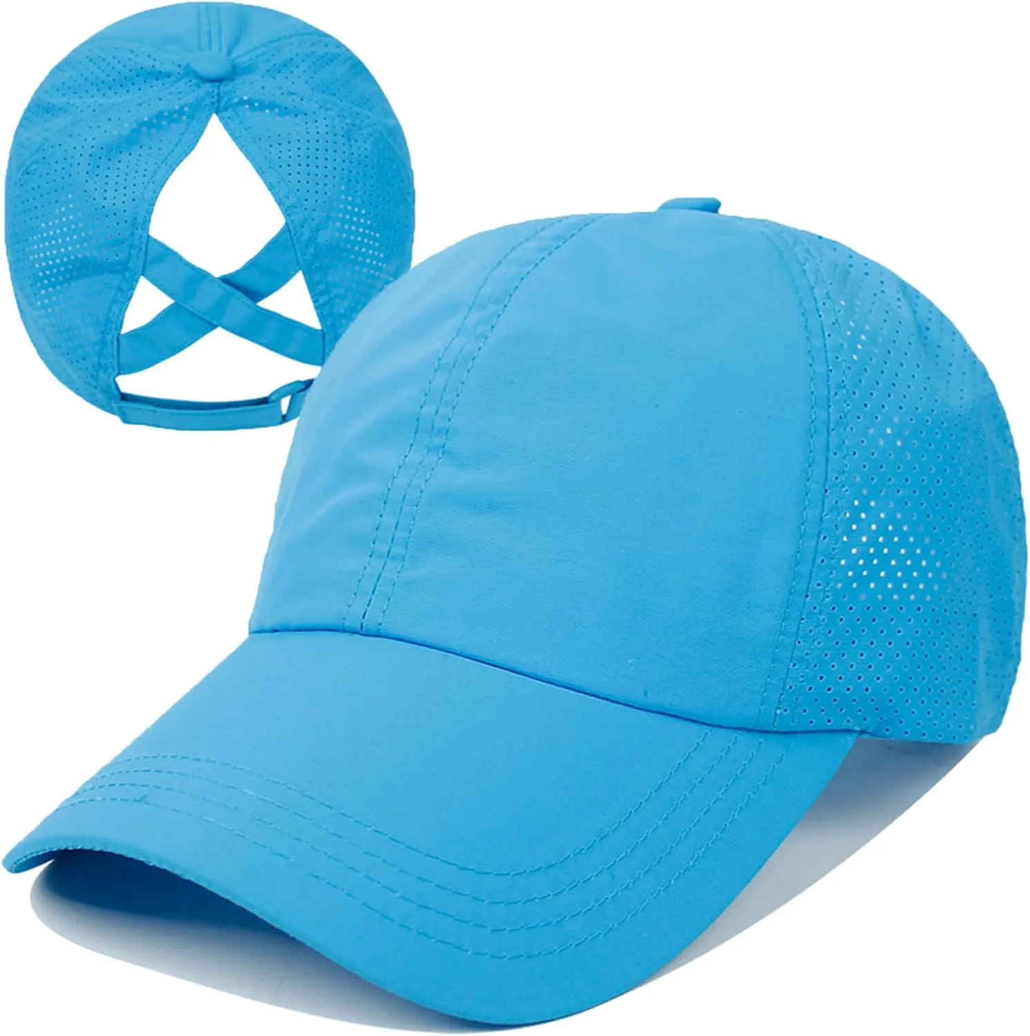 UTTPLL Womens Ponytail Baseball Cap Adjustable Ponycap Trucker Hats Summer Mesh Outdoor Sports Criss Cross Caps Dad Hat